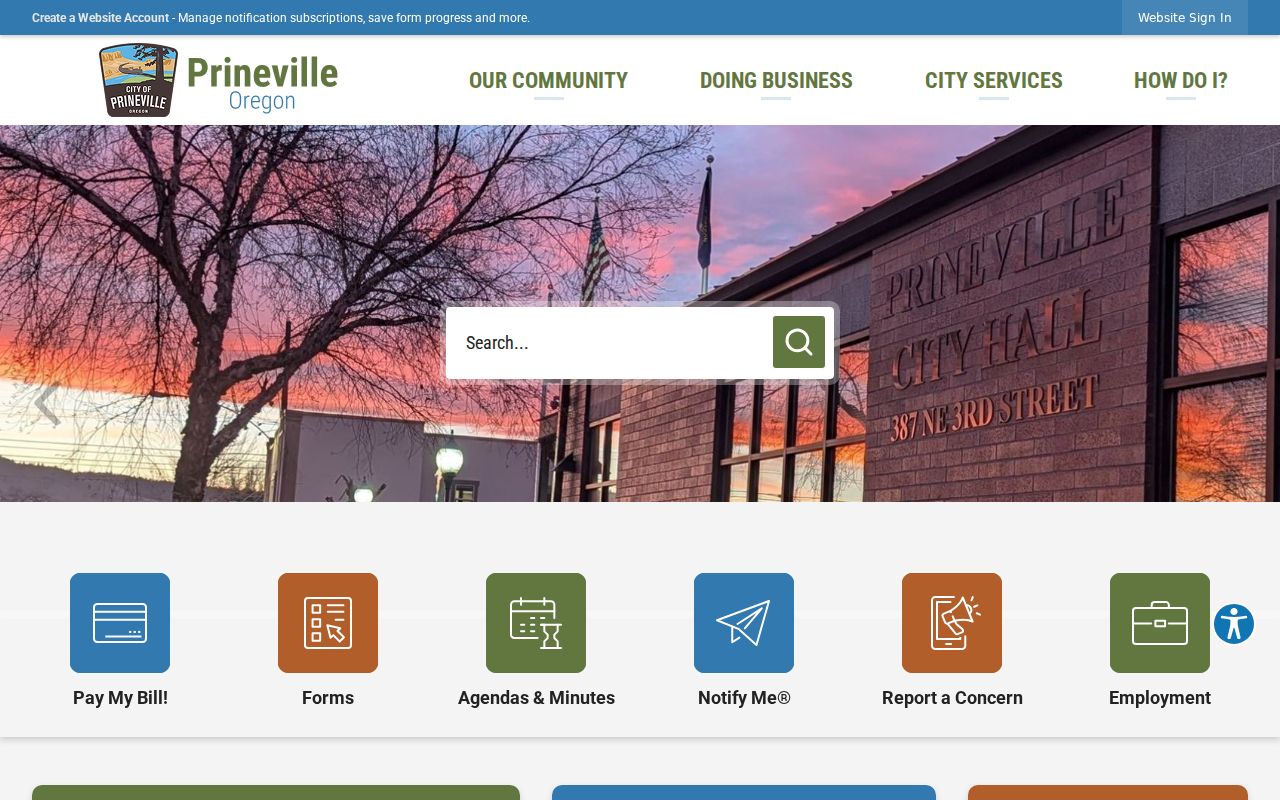 Prineville City Hall for local public record requests